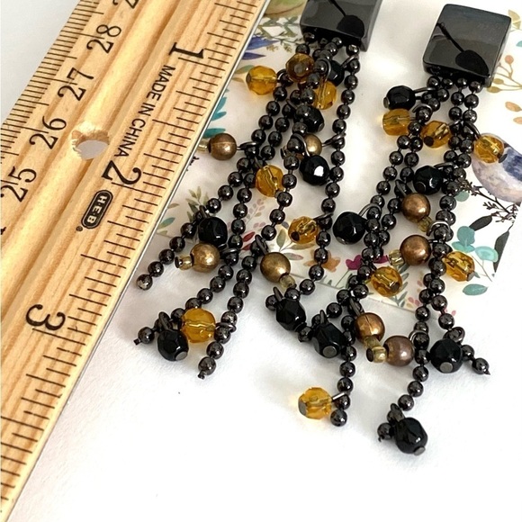 Earrings Dangles Drops Long Black - Picture 8 of 8